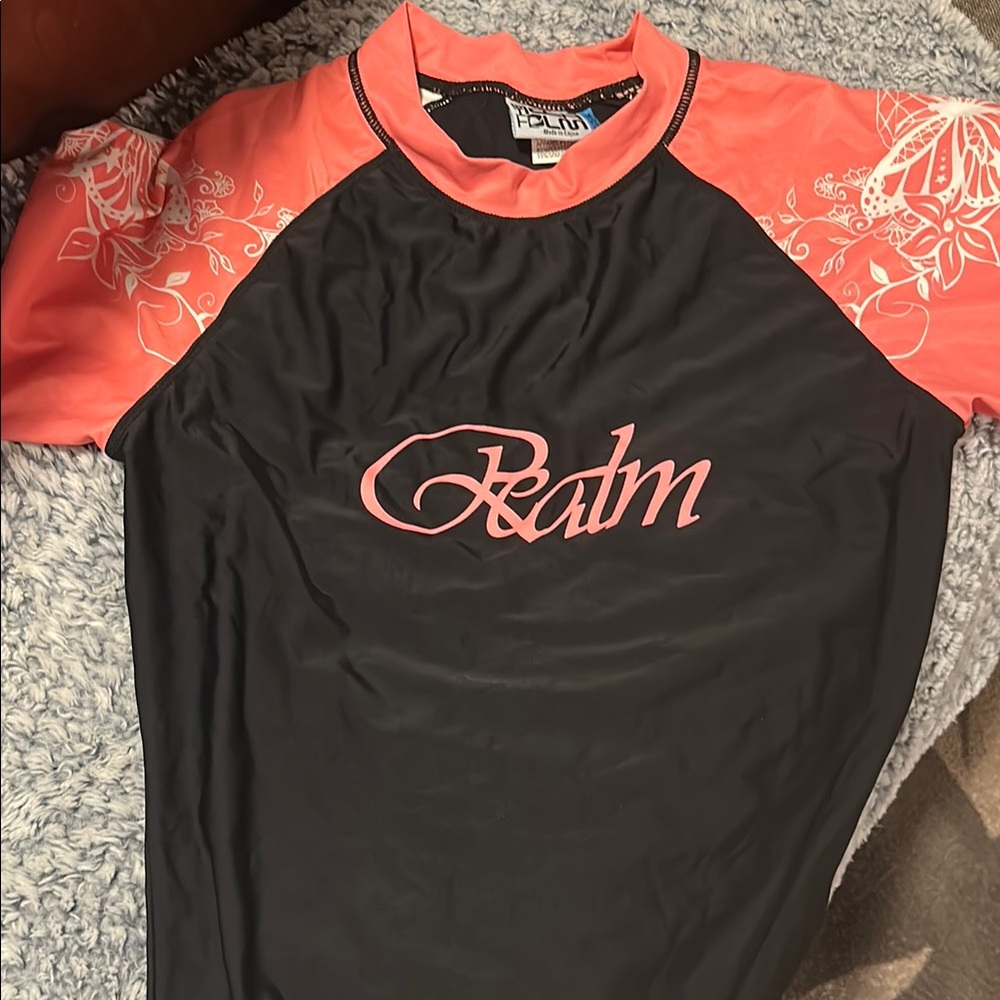 Realme Black and Salmon Pink Swim Rashguard
